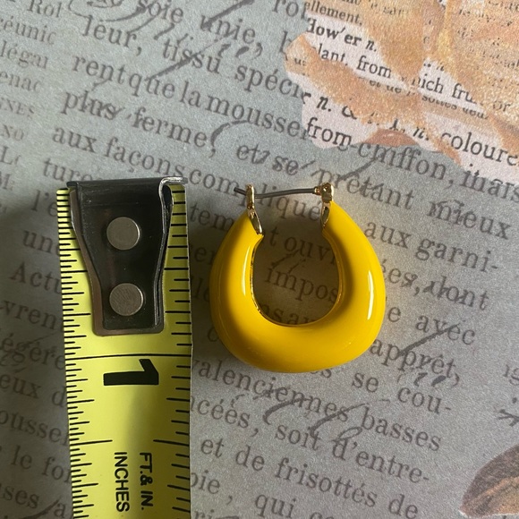 Gold Plated Yellow Chunky Hoop Earrings - Picture 5 of 5